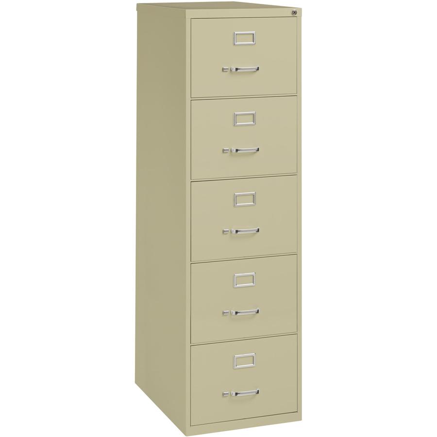 Lorell Fortress Series 26-1/2" Commercial-Grade Vertical File Cabinet - 18" x 26.5" x 61" - 5 x Drawer(s) for File - Legal - Vertical - Ball-bearing Suspension, Security Lock, Heavy Duty - Putty - Ste. Picture 8