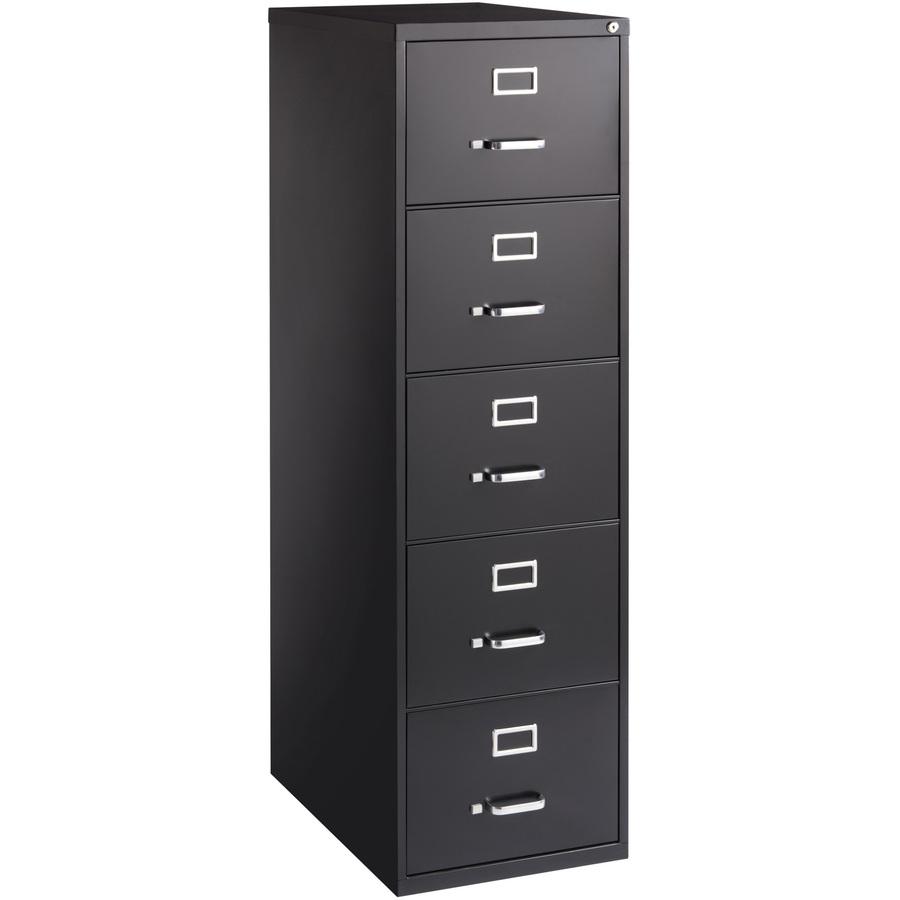 Lorell Fortress Series 26-1/2" Commercial-Grade Vertical File Cabinet - 18" x 26.5" x 61" - 5 x Drawer(s) for File - Legal - Vertical - Heavy Duty, Security Lock, Ball-bearing Suspension - Black - Ste. Picture 5