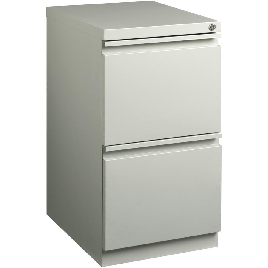 Lorell 20" File/File Mobile File Cabinet with Full-Width Pull - 15" x 20" x 27.8" - Letter - Ball-bearing Suspension, Recessed Handle, Security Lock - Light Gray - Steel - Recycled. Picture 11