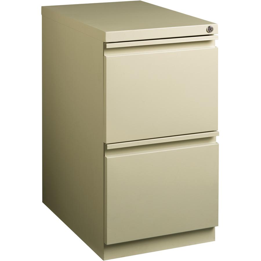 Lorell 23" File/File Mobile File Cabinet with Full-Width Pull - 15" x 22.9" x 27.8" - Letter - Ball-bearing Suspension, Security Lock, Recessed Handle - Putty - Steel - Recycled. Picture 10