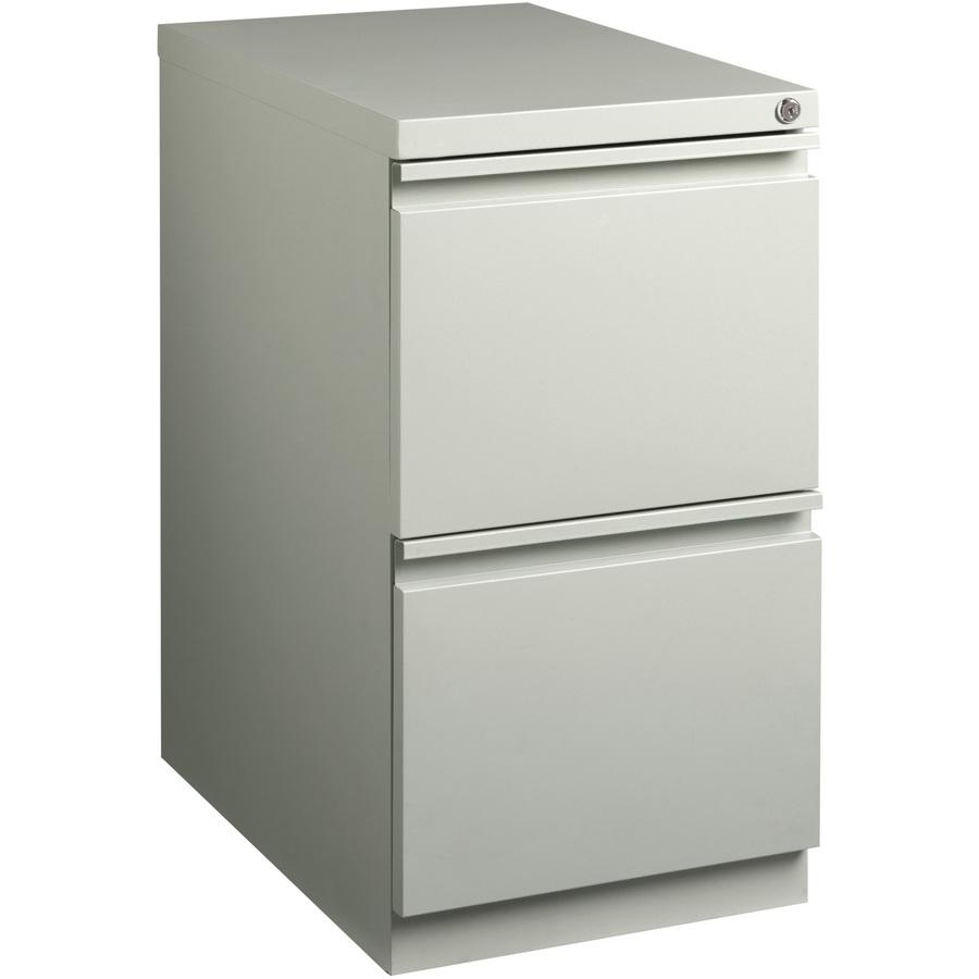 Lorell Mobile File Pedestal - 2-Drawer - 15" x 22.9" x 27.8" - 2 x Drawer(s) for File - Letter - Vertical - Ball-bearing Suspension, Security Lock, Recessed Handle - Light Gray - Steel - Recycled. Picture 11