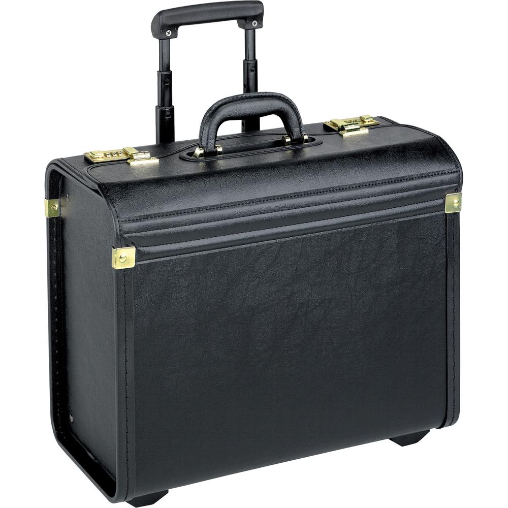 Lorell Travel/Luggage Case (Roller) Travel Essential, Book, File Folder - Black - Vinyl Body - Handle - 14" Height x 22" Width x 8" Depth - 1 Each. Picture 2