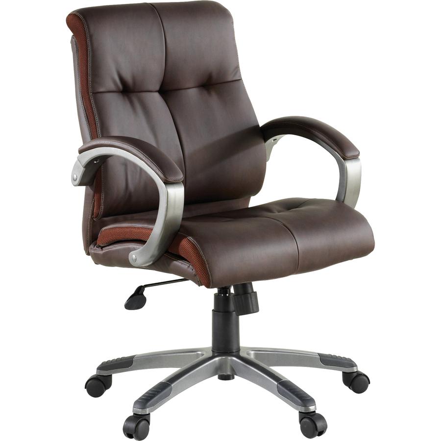 Lorell Managerial Chair - Brown Leather Seat - 5-star Base - Brown - 1 Each. Picture 6