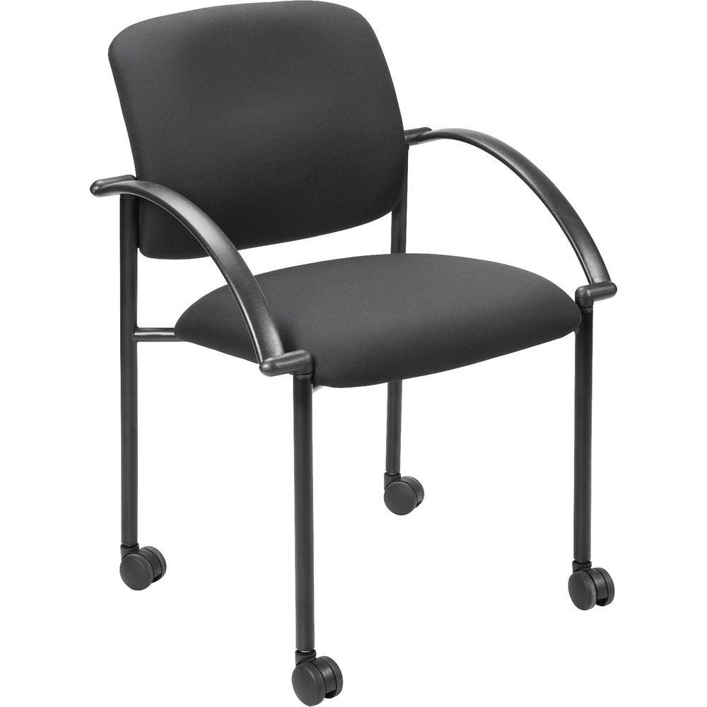 Lorell Guest Chair with Arms - Black Seat - Black Steel Frame - Four-legged Base - Black - 2 / Carton. Picture 5
