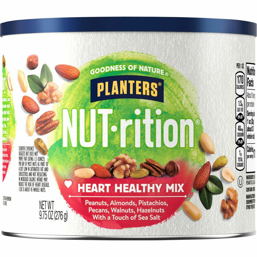 Planters Kraft NUT-rition Heart Healthy Mix - Resealable Container - Almond, Pecan, Hazelnut, Pistachio, Peanut, Walnut - 9.75 oz - 1 Each. Picture 3