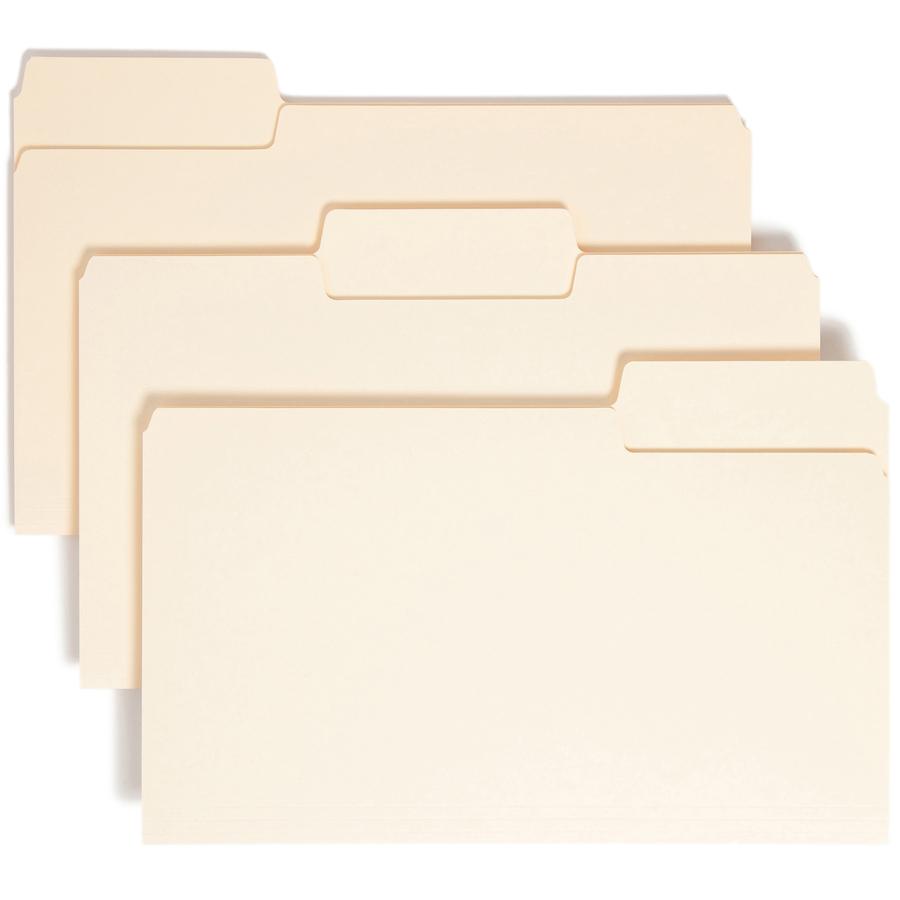 Smead SuperTab 1/3 Tab Cut Legal Recycled Top Tab File Folder - 8 1/2" x 14" - 3/4" Expansion - Top Tab Location - Assorted Position Tab Position - Manila - Manila - 10% Recycled - 50 / Box. Picture 9