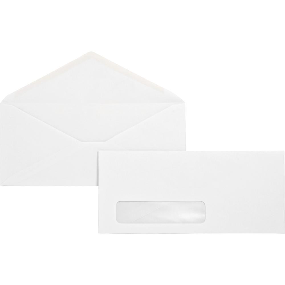 Business Source No. 10 Diagonal Seam Window Envelopes - Single Window - #10 - 4 1/8" Width x 9 1/2" Length - 24 lb - Gummed - Wove - 500 / Box - White. Picture 2