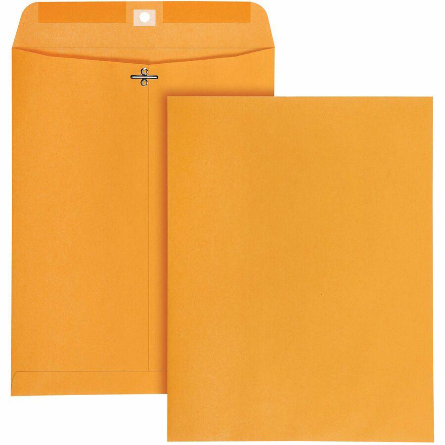 Quality Park 10 x 13 High Bulk Clasp Envelopes with Deeply Gummed Flaps - Clasp - 10" Width x 13" Length - Gummed - Kraft - 100 / Box - Clear. Picture 7