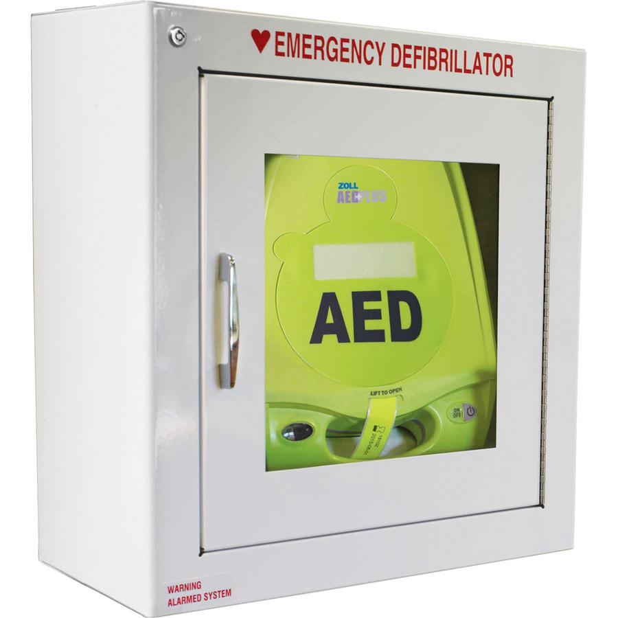 ZOLL AED Plus Standard Size Cabinet with Audible Alarm - White - Metal. Picture 2
