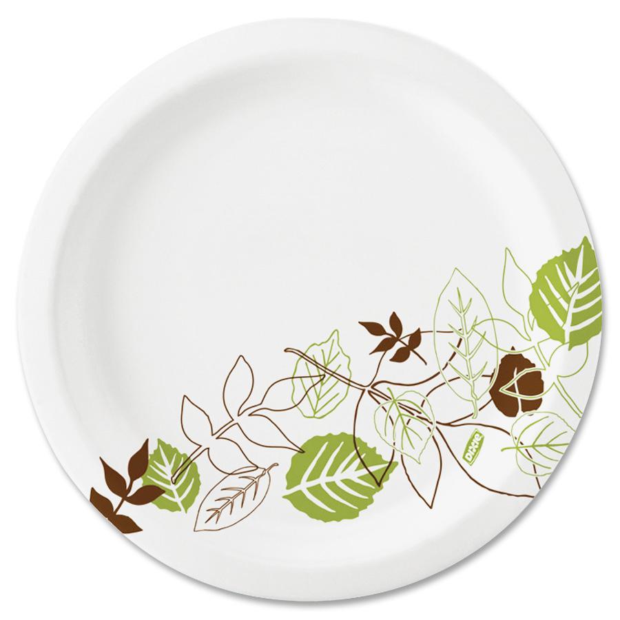 Dixie Pathways 7" Medium-weight Paper Plates by GP Pro - 6.9" Diameter - White, Green - Paper Body - 1000 / Carton. Picture 2