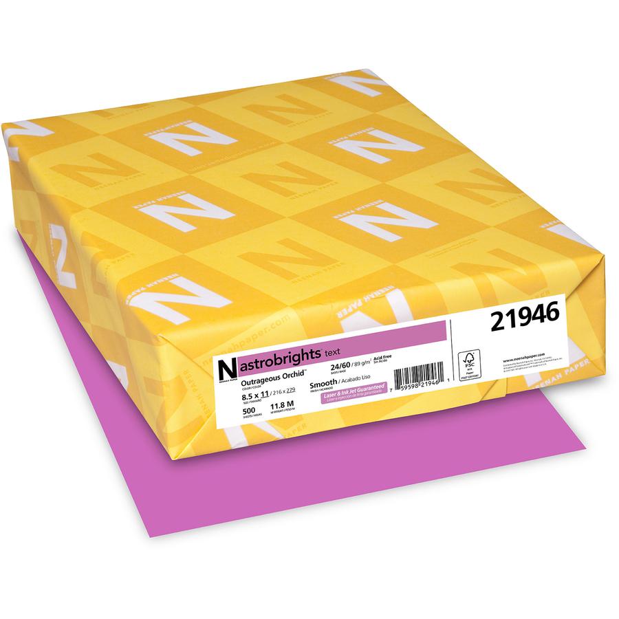Astrobrights Color Paper - Orchid - Letter - 8 1/2" x 11" - 24 lb Basis Weight - 500 / Ream - Acid-free, Lignin-free - Orchid. Picture 4
