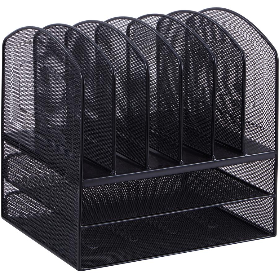 Lorell Steel Horiz/Vertical Mesh Desk Organizer - 8 Compartment(s) - Sturdy - Steel - 1 Each. Picture 6