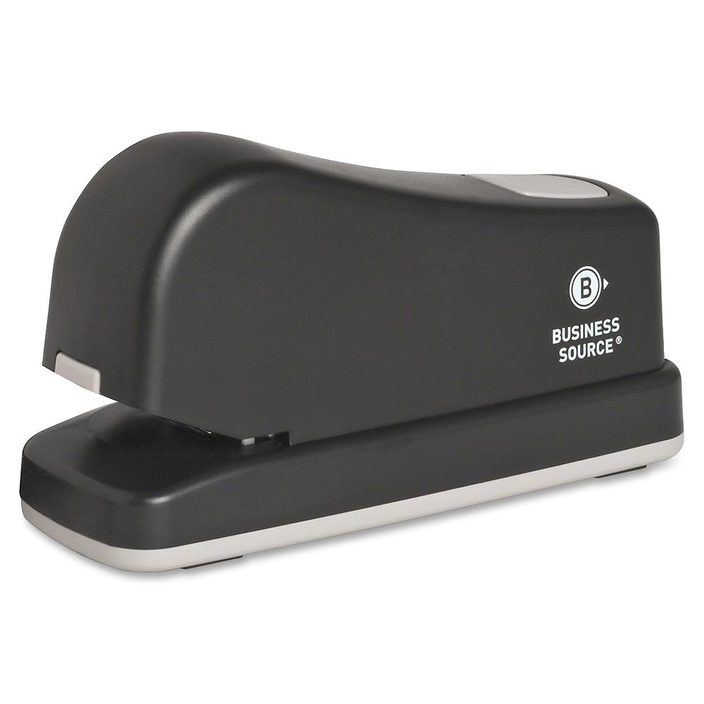 Business Source Electric Stapler - 20 of 20lb Paper Sheets Capacity - 210 Staple Capacity - Full Strip - 1/4" Staple Size - 1 Each - Black, Putty. Picture 4