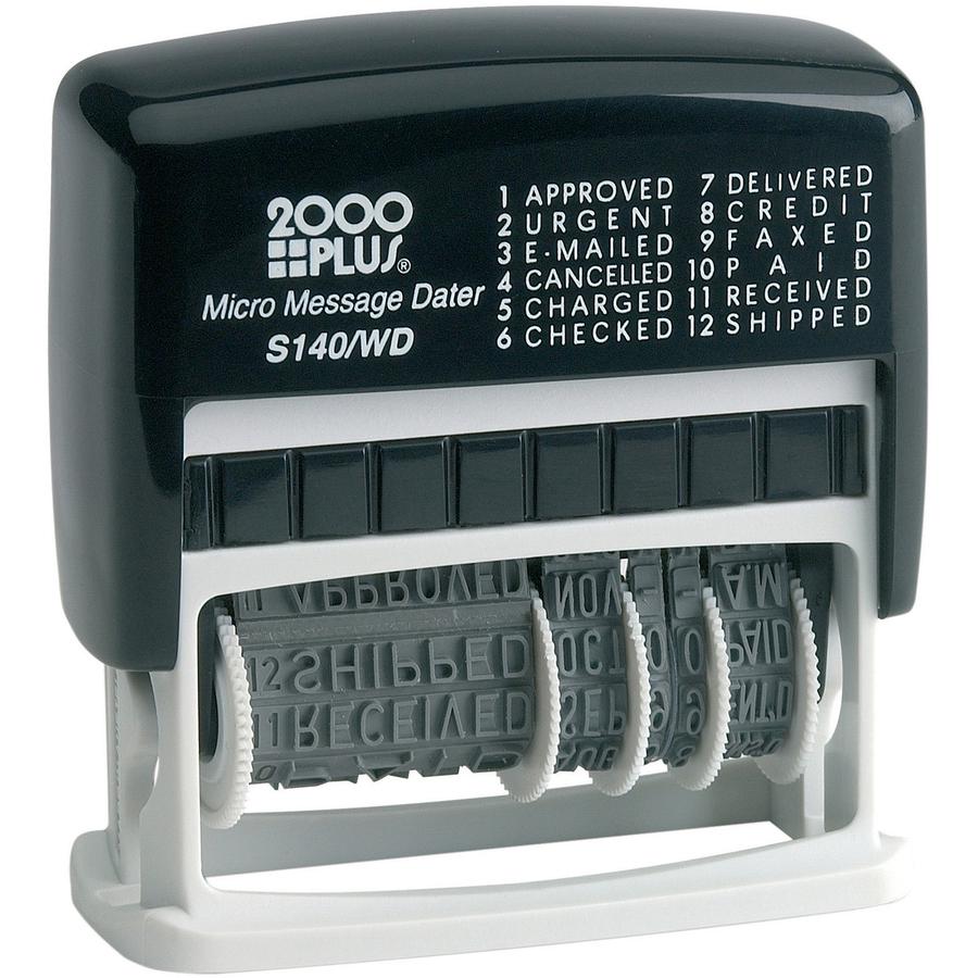 COSCO 2000 Plus Micro Message 6-year Dater Stamp - Message/Date Stamp - "APPROVED, URGENT, E-MAILED, CANCELLED, CHARGED, CHECKED, CREDIT, FAXED, PAID, RECEIVED, SHIPPED, ..." - 0.16" Impression Width . Picture 2