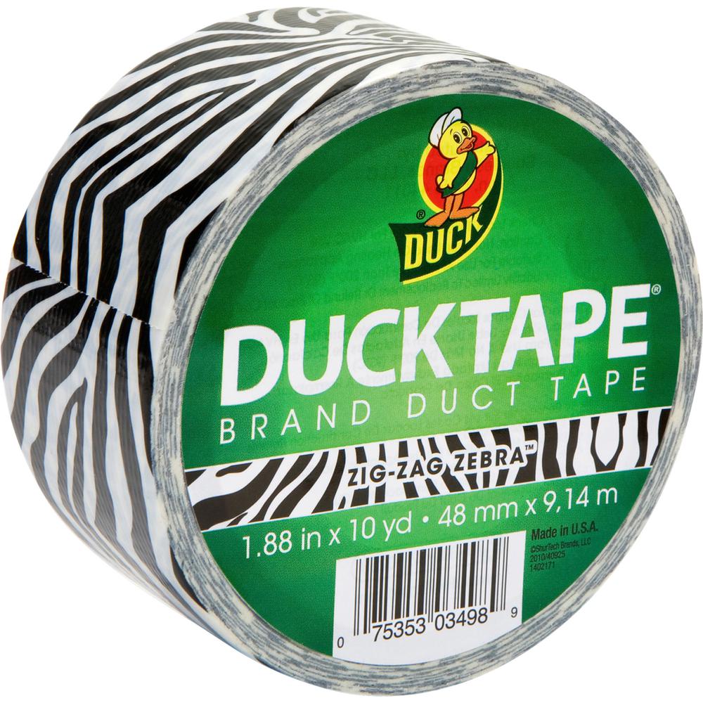 Duck Brand Brand Printed Design Color Duct Tape - 10 yd Length x 1.88" Width - For Repairing, Color Coding - 1 / Roll - Zebra. Picture 2