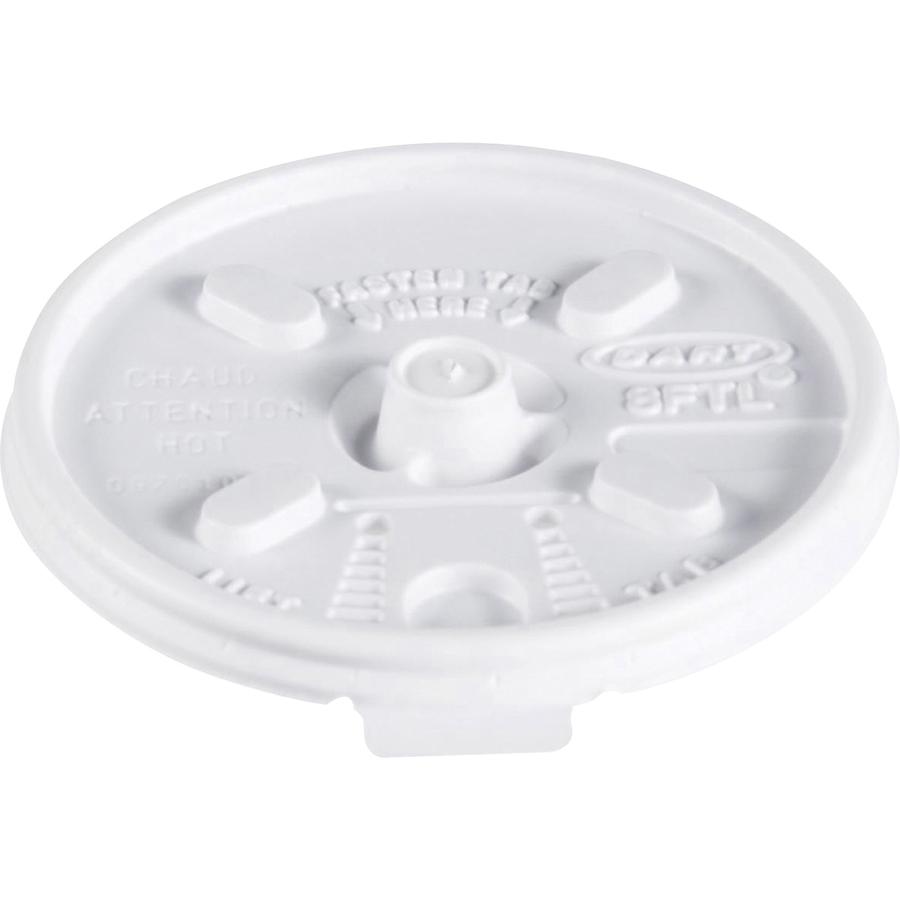 Dart Lids for Foam Cups and Containers - Round - Plastic - 1000 / Carton - White. Picture 3