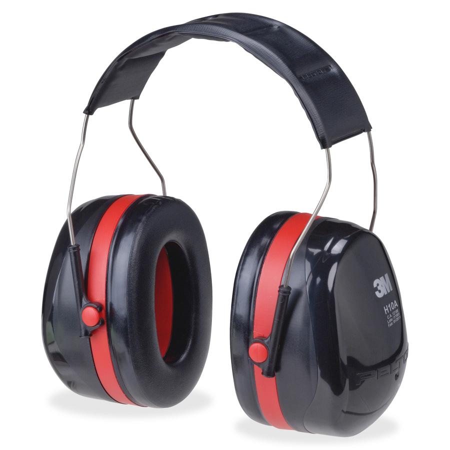 Peltor Optime 105 Twin Cup Earmuffs - Noise, Noise Reduction Rating Protection - Foam, Acrylonitrile Butadiene Styrene (ABS), Plastic, Plastic - Black, Red - Foldable, Comfortable, Lightweight, Low Li. Picture 2