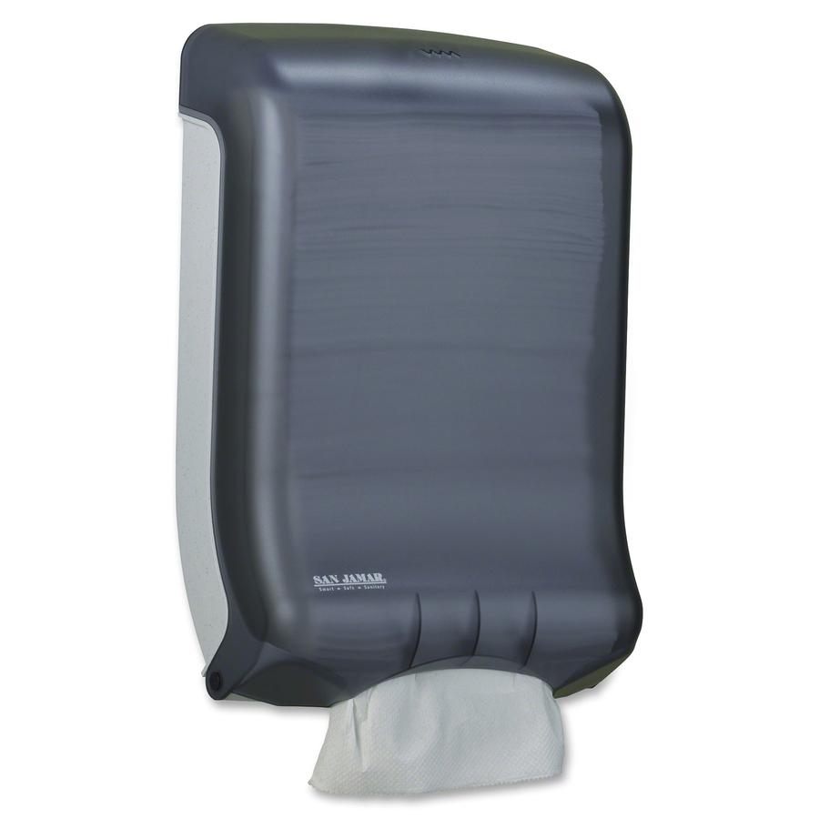 San Jamar Large Capacity Multifold Towel Dispenser - Multifold, C Fold Dispenser - 750 x Towel Multifold, 450 x Towel C Fold - 18" Height x 11.8" Width x 6.3" Depth - Plastic - Pearl Black - Durable, . Picture 3