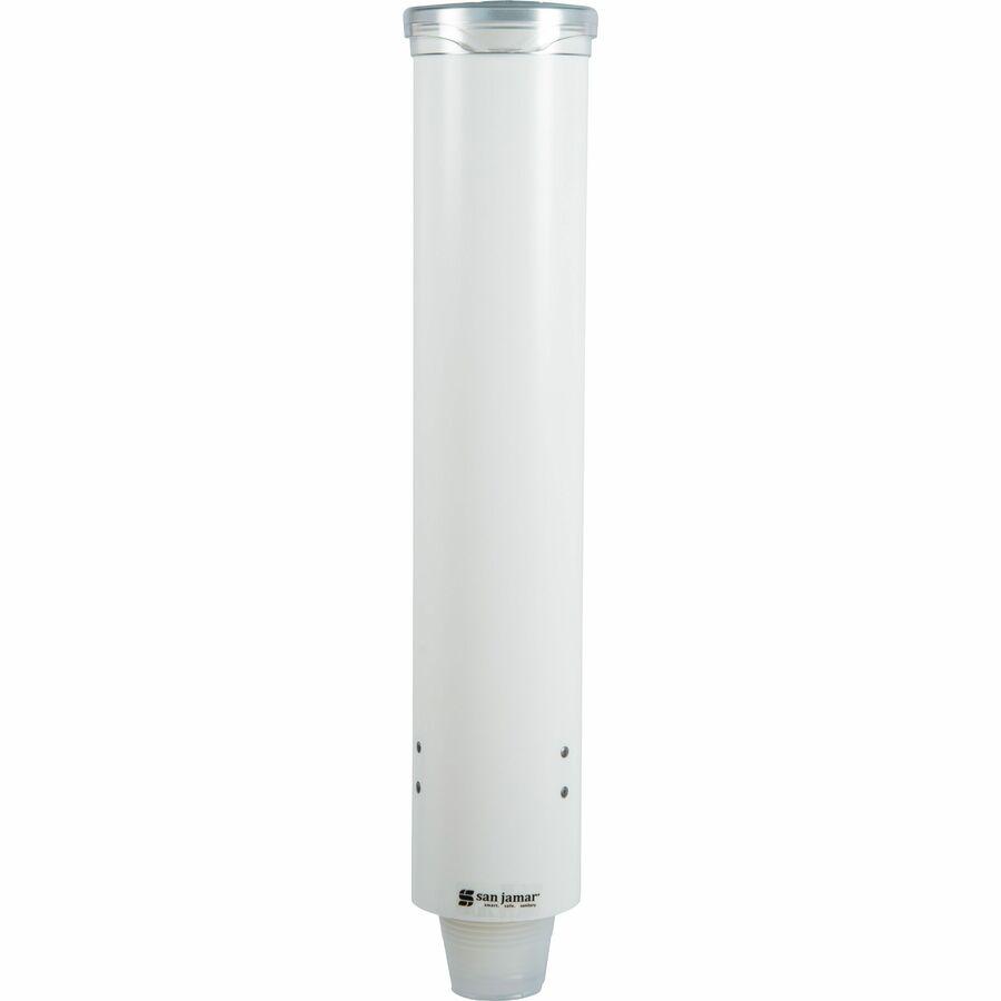 San Jamar Small Pull-type Water Cup Dispenser - 16" Tube - Pull Dispensing - Wall Mountable - Transparent White - Plastic - 1 Each. Picture 13