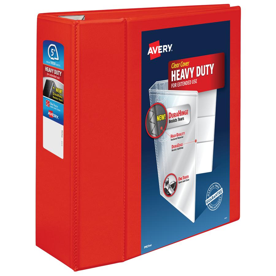 Avery&reg; Heavy-Duty View Red 5" Binder (79327) - Avery&reg; Heavy-Duty View 3 Ring Binder, 5" One Touch EZD&reg; Rings, 2.3/4.8" Spine, 1 Red Binder (79327). Picture 3