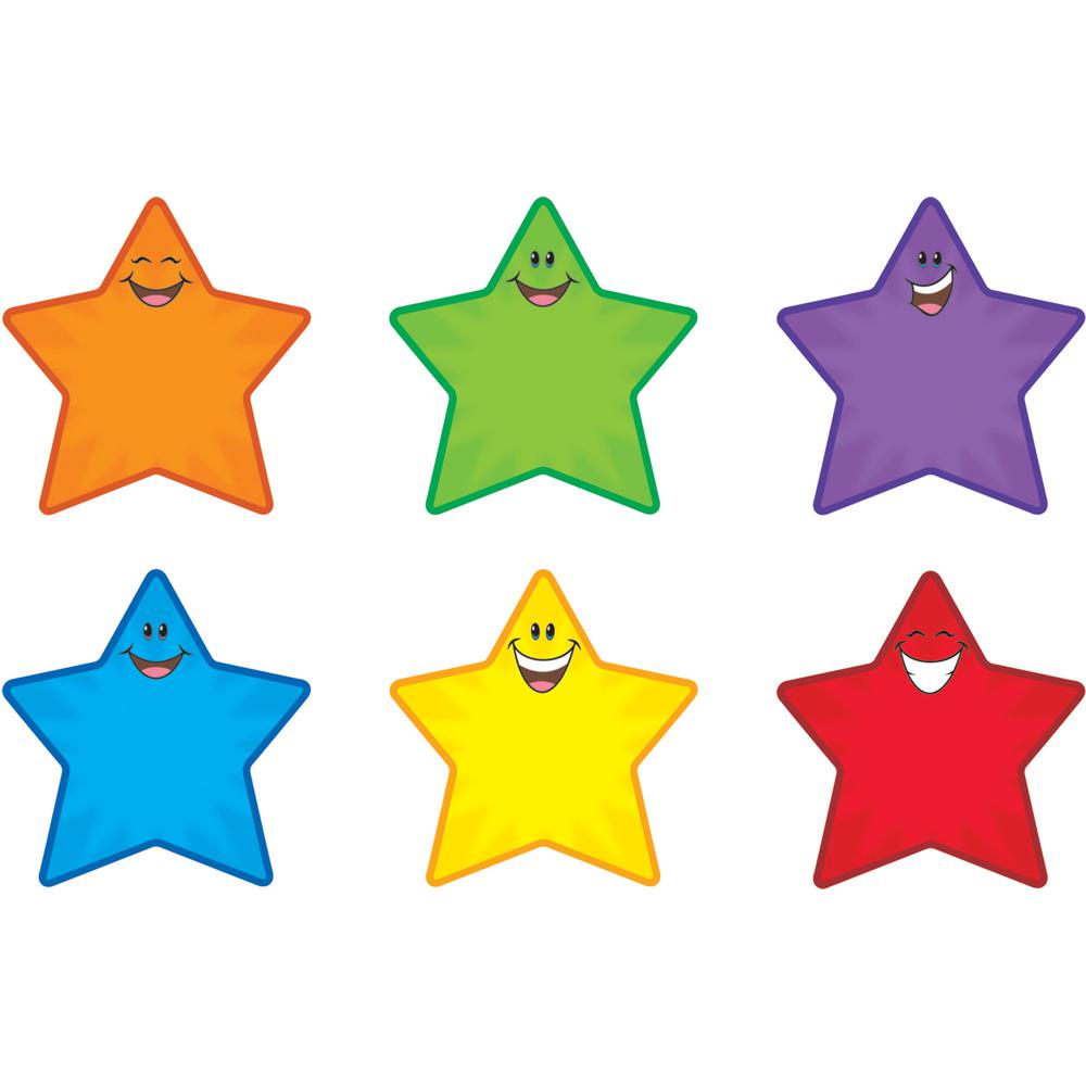 Trend Smiling Stars Accents - 36 (Smiley Star) Shape - Precut - 5.50" Height - Assorted - 36 / Pack. Picture 2