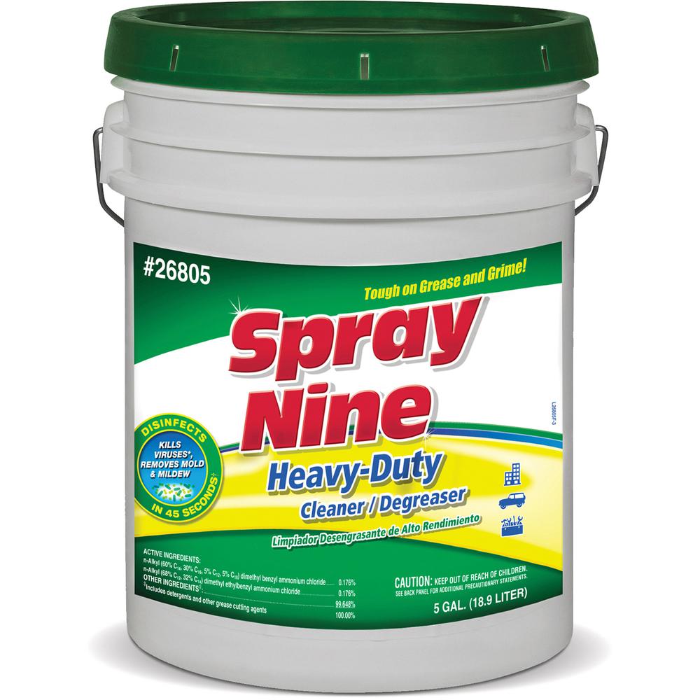 Spray Nine Heavy-Duty Cleaner/Degreaser + Disinfectant - Liquid - 640 fl oz (20 quart) - Mild Scent - 1 Each - Clear. Picture 2