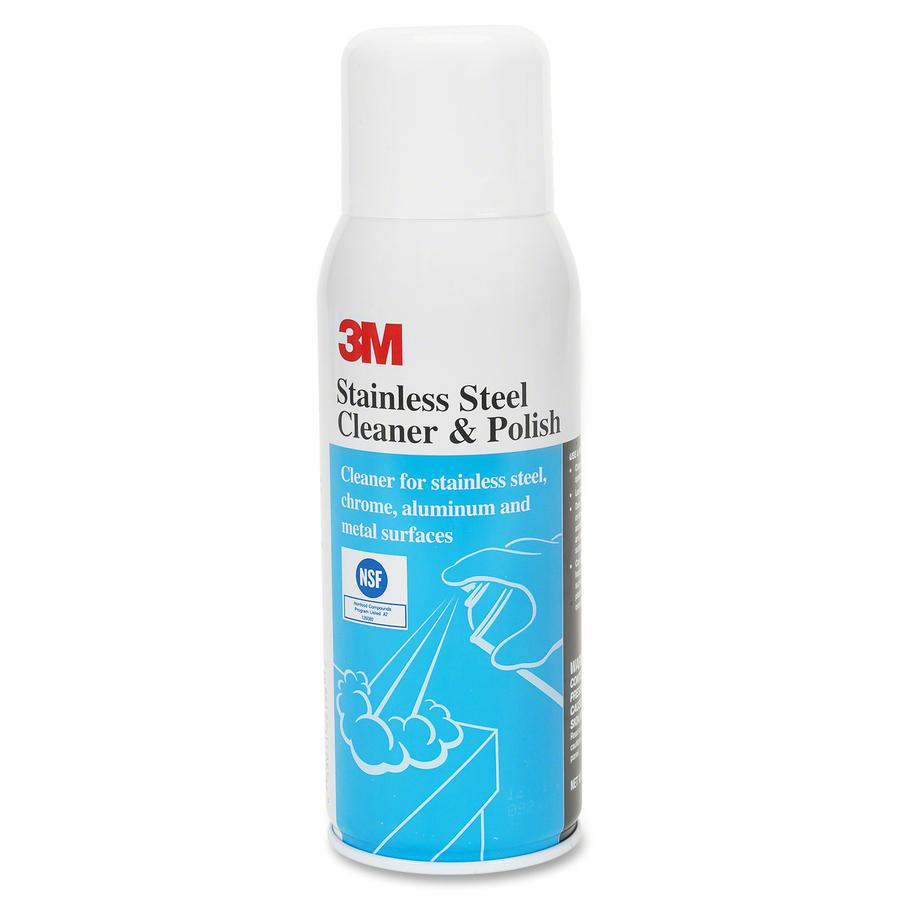 3M Stainless Steel Cleaner Polish - For Stainless Steel, Chrome, Aluminum, Metal Surface, Plastic Surface - 10 fl oz (0.3 quart) - Lime, Citrus ScentCan - 12 / Carton - White. Picture 2