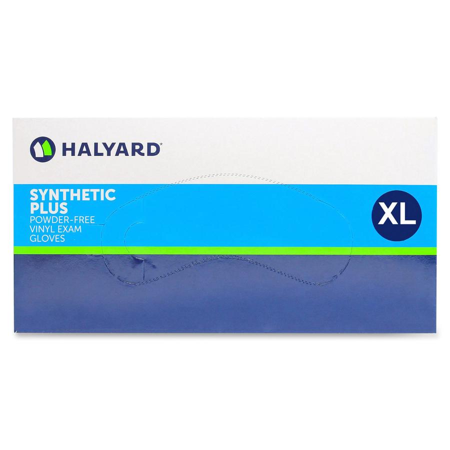 Halyard Synthetic Plus PF Vinyl Exam Gloves - Polymer Coating - X-Large Size - For Right/Left Hand - Clear - Latex-free, Non-sterile - 90 / Box - 9.50" Glove Length. Picture 2