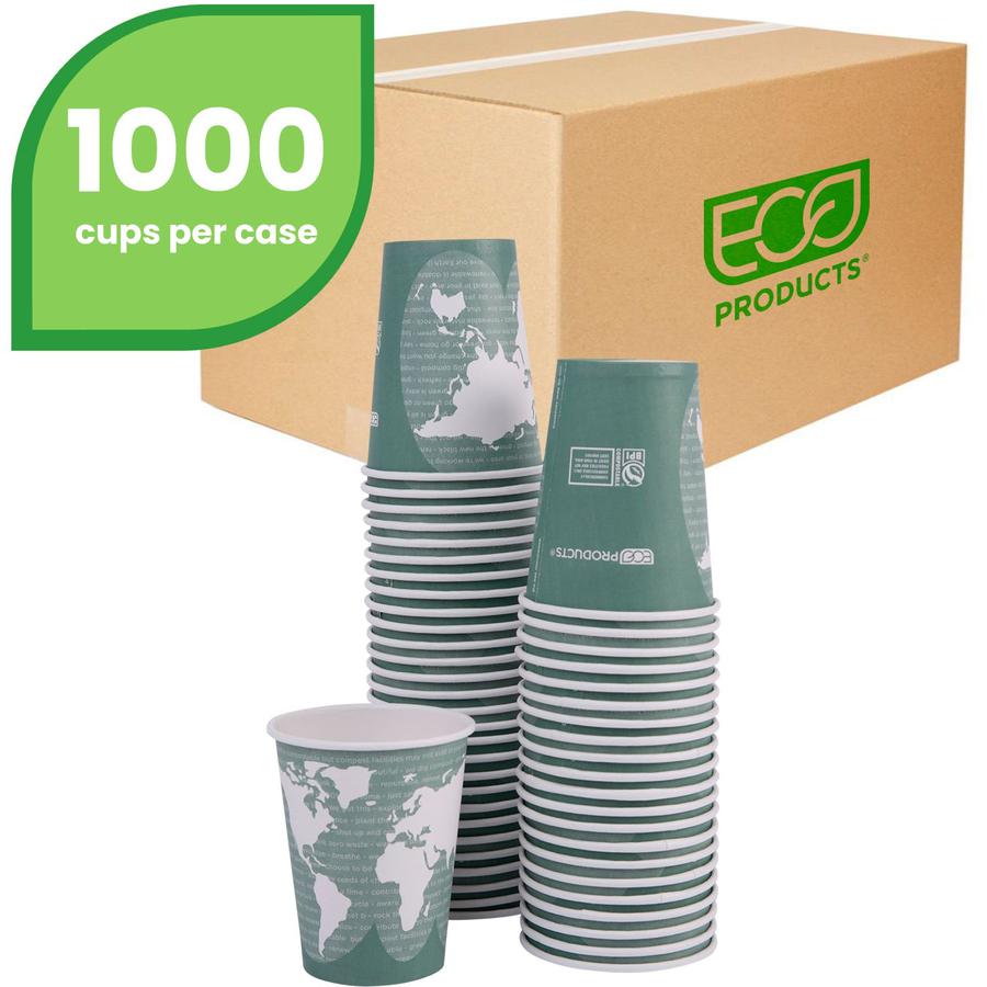 Eco-Products 12 oz World Art Hot Beverage Cups - 50 / Pack - 20 / Carton - Multi - Paper, Resin - Hot Drink. Picture 15