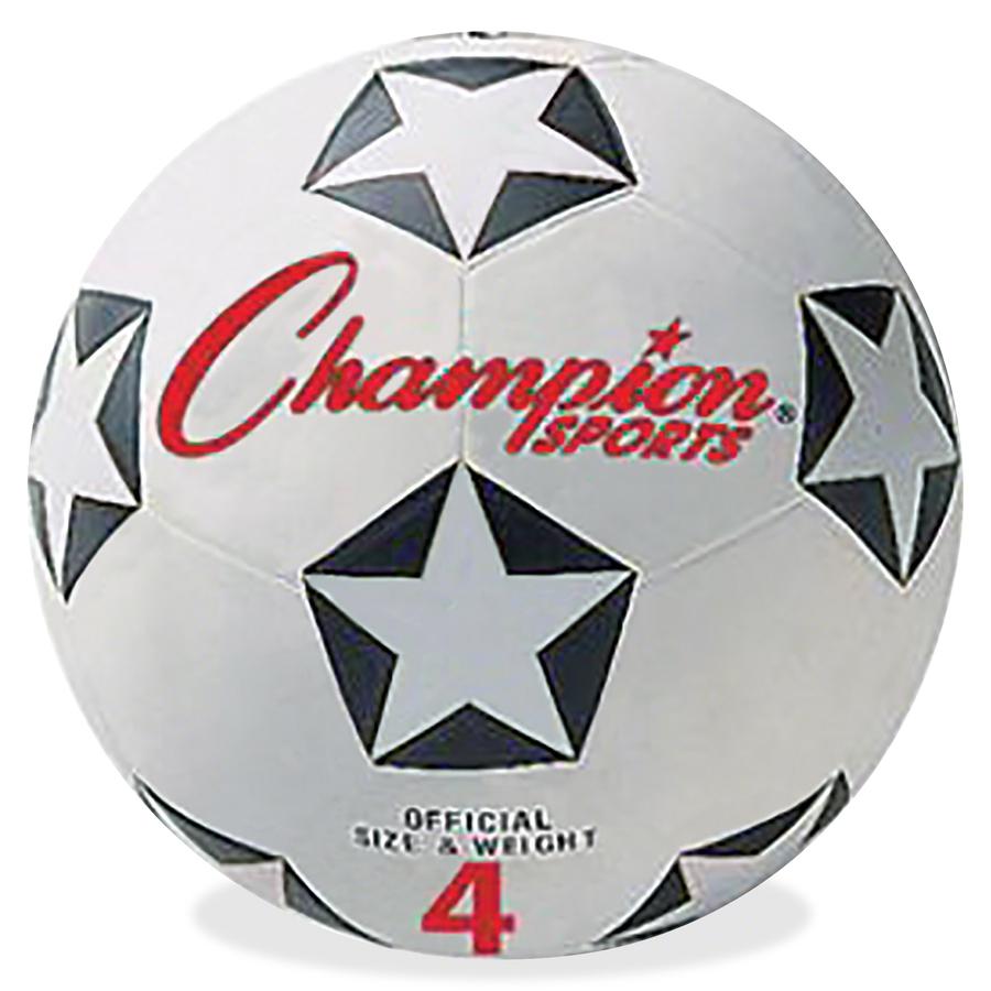 Champion Sports Rubber Soccer Ball Size 4 - 8.25" - Size 4 - Rubber, Nylon - Black, White, Red - 1  Each. Picture 2