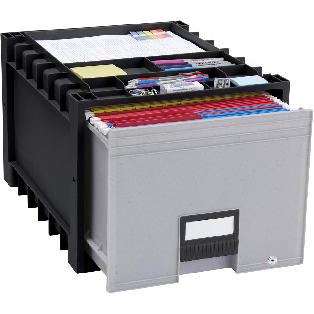 Storex Black/Gray Heavy-duty Archive Drawer - x 18" Width - External Dimensions: 14.3" Length x 18" Width x 12.3"Height - 50 lb - 13.69 gal - Media Size Supported: Letter - Heavy Duty - Stackable - Pl. Picture 4