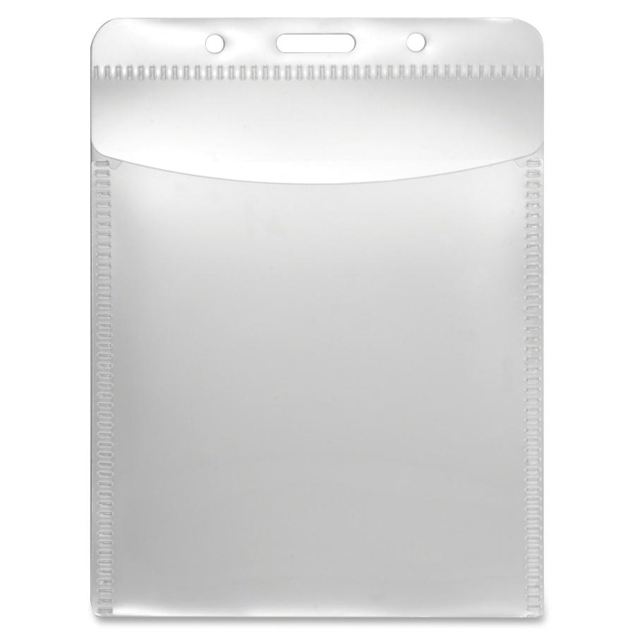 Advantus PVC-Free Vertical Badge Holder - Support 3" x 4" Media - Vertical - Polypropylene - 50 / Pack - Clear. Picture 2