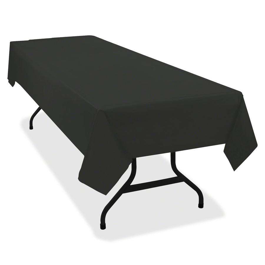 Tablemate Heavy-duty Plastic Table Covers - 108" Length x 54" Width - Plastic - Black - 6 / Pack. Picture 4