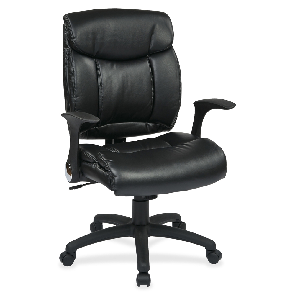 FL89675 Faux Leather Managers Chair with Flip Arms - Faux Leather Black Seat - Faux Leather Black Back - 20" Seat Width x 20" Seat Depth27" Width x 26" Depth x 42" Height. Picture 6