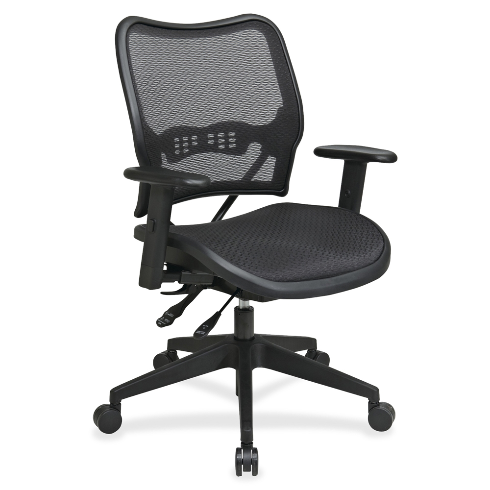 Office Star Deluxe Air Grid Seat/Back Chair - Black - 20" Seat Width x 20" Seat Depth - 26.5" Width x 28.3" Depth x 42.5" Height. Picture 5