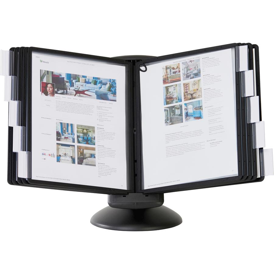 DURABLE&reg; SHERPA&reg; Motion Reference Display System - Desktop - 360&deg; Rotation - 10 Double Sided Panels - Letter Size - Anti-Flective/Non-Glare - Black. Picture 11