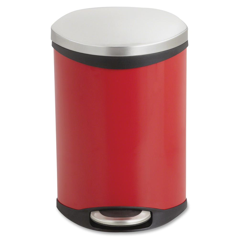Safco Ellipse Hands Free Step-On Receptacle - 3 gal Capacity - 17" Height x 12" Width x 8.5" Depth - Steel, Plastic - Red - 1 Each. Picture 3