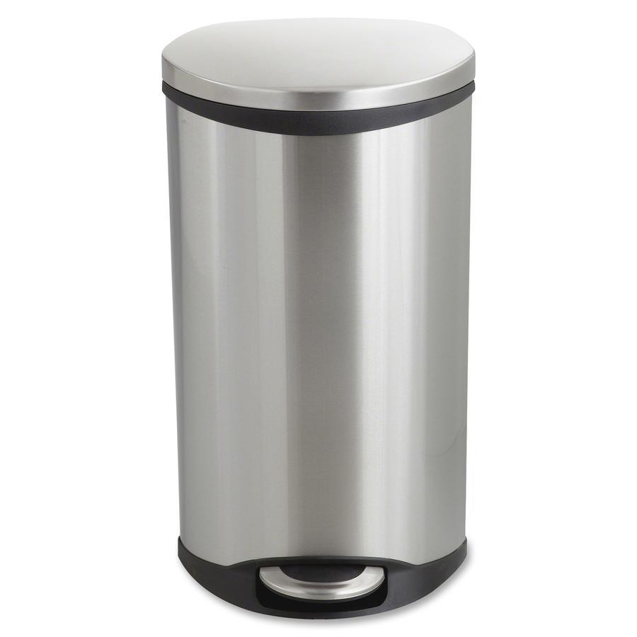 Safco Ellipse Hands Free Step-On Receptacle - 7.50 gal Capacity - 26.5" Height x 15" Width x 13.5" Depth - Steel, Plastic - Stainless Steel - 1 Each. Picture 2