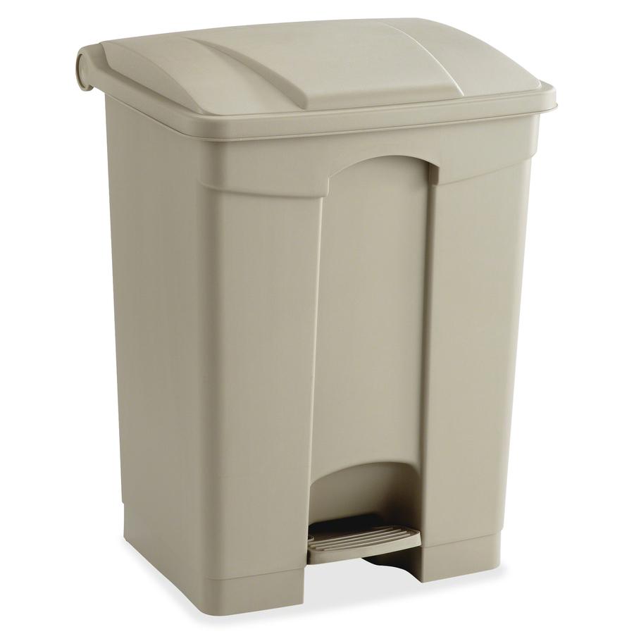Safco Plastic Step-on Waste Receptacle - 17 gal Capacity - Rectangular - 26.3" Height x 19.8" Width x 16.3" Depth - Plastic - Tan - 1 Each. Picture 3