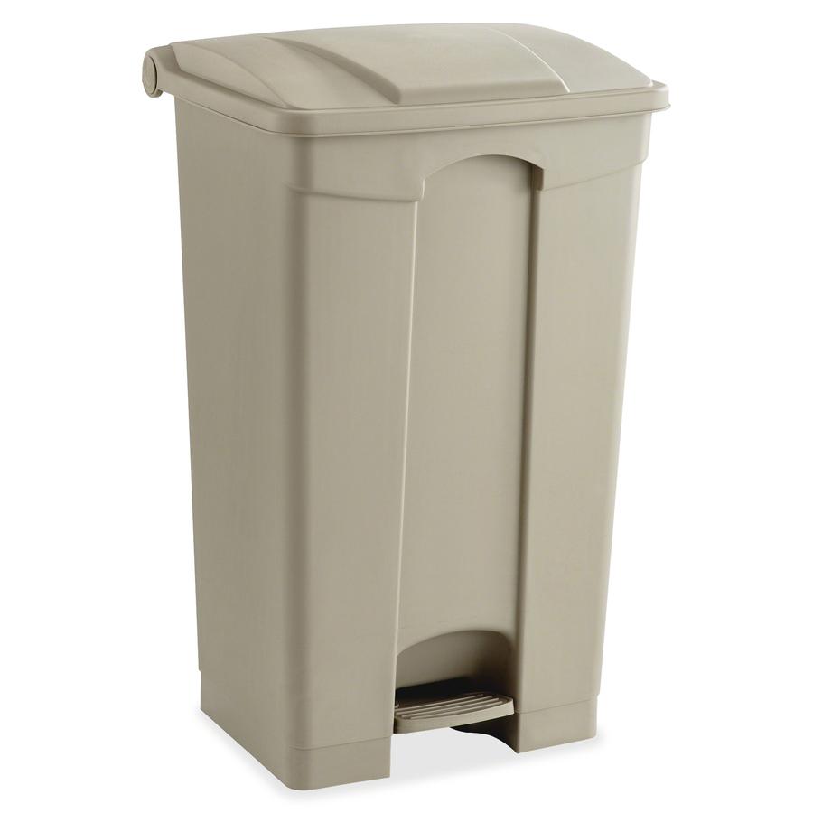 Safco Plastic Step-on Waste Receptacle - 23 gal Capacity - Rectangular - 32.3" Height x 19.8" Width x 16.3" Depth - Plastic - Tan - 1 Each. Picture 5