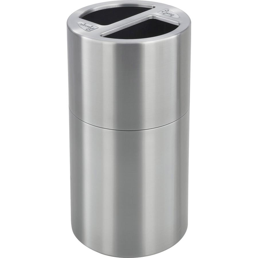 Safco Dual Recycling Receptacle - 30 gal Capacity - 32.5" Height x 17.5" Diameter - Aluminum - Stainless Steel - 1 Each. Picture 2