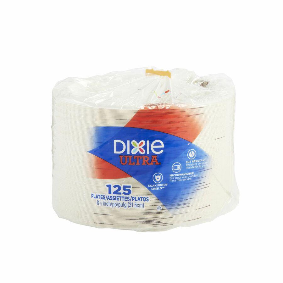 Dixie Heavy-weight Paper Plates by GP Pro - Serving - Microwave Safe - White - Paper Body - 125 Pack. Picture 2