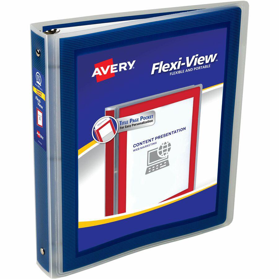 Avery&reg; Flexi-View 3 Ring Binders - 1 1/2" Binder Capacity - Letter - 8 1/2" x 11" Sheet Size - 275 Sheet Capacity - 3 x Round Ring Fastener(s) - 1 Pocket(s) - Polypropylene - Pocket, Flexible, Dur. Picture 3