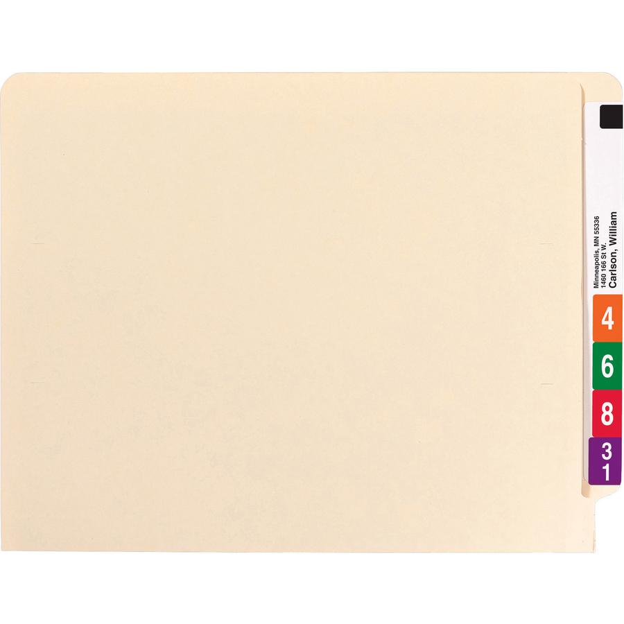 Smead Straight Tab Cut Letter Recycled Fastener Folder - 8 1/2" x 11" - 2 x 2B Fastener(s) - End Tab Location - 1 Divider(s) - Manila - 10% Paper Recycled - 50 / Box. Picture 2