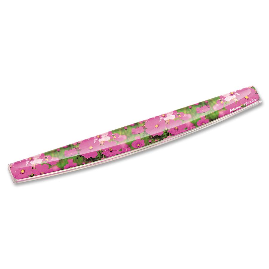 Fellowes Photo Gel Keyboard Wrist Rest with Microban&reg; - Pink Flowers - 0.75" x 18.56" x 2.31" Dimension - Multicolor - Rubber, Gel - Stain Resistant, Skid Proof - 1 Pack. Picture 4