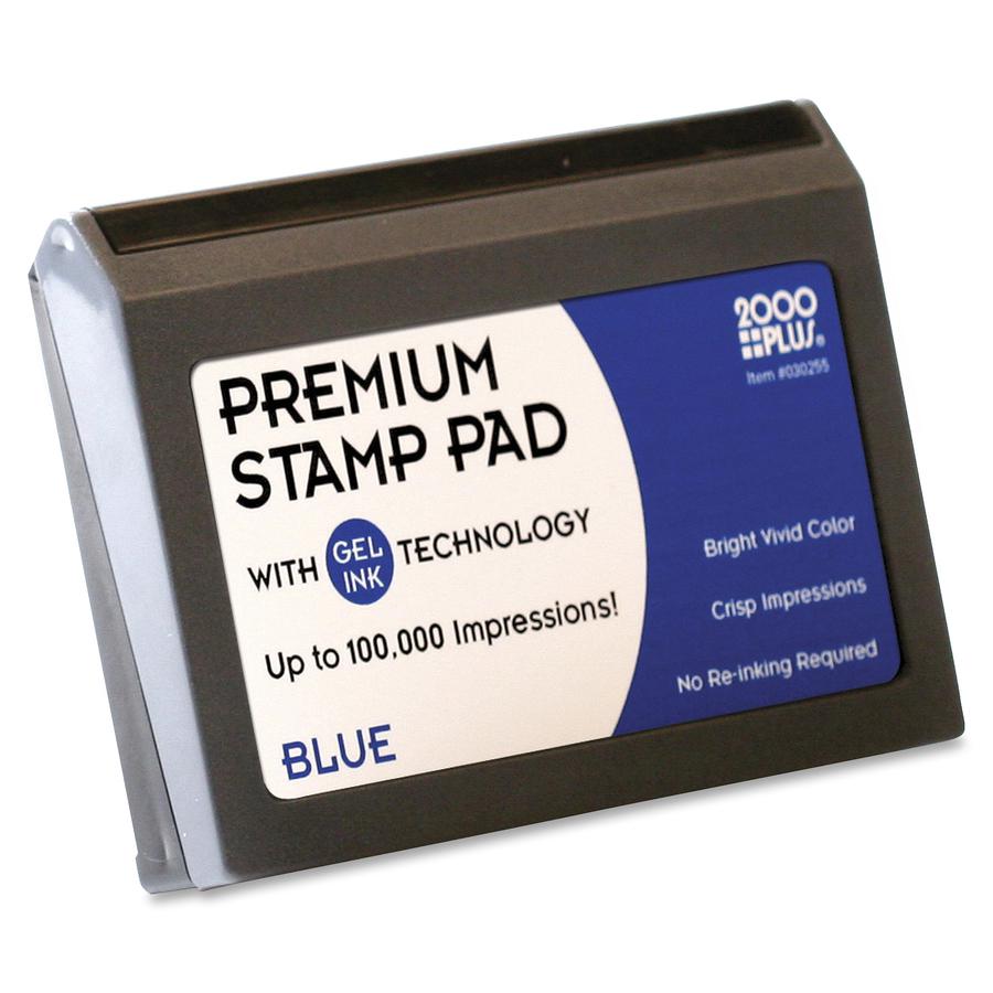 COSCO 2000 Plus Gel Ink Premium Stamp Pad - 1 Each - 3" Height x 4.3" Width x 3.5" Depth - Blue Ink. Picture 2