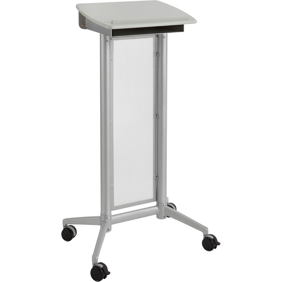 Safco Impromptu Lectern - Rectangle Top - 46.50" Height x 26.50" Width x 18.75" Depth - Assembly Required - Gray, Powder Coated. Picture 4