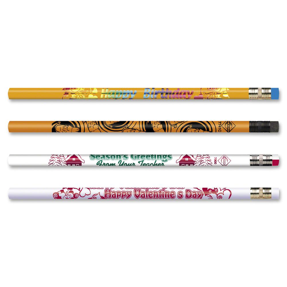 Moon Products Fun Design Seasonal Pencil Pack - #2 Lead - 8.7 mm Lead Diameter - Black Lead - Assorted Wood Barrel - 144 / Box. Picture 2