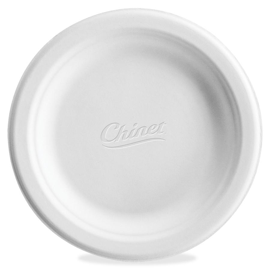 Chinet Classic 6" Round Plates - Food - Disposable - Microwave Safe - 6" Diameter - White - Molded Fiber, Paper Body - 1000 Pack. Picture 2