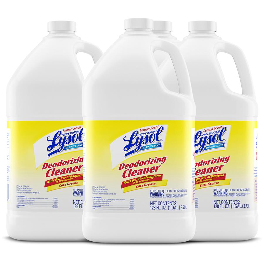Lysol Deodorizing Cleaner - Concentrate - 128 fl oz (4 quart) - Lemon Scent - 4 / Carton - Disinfectant, Deodorize - Yellow. Picture 10